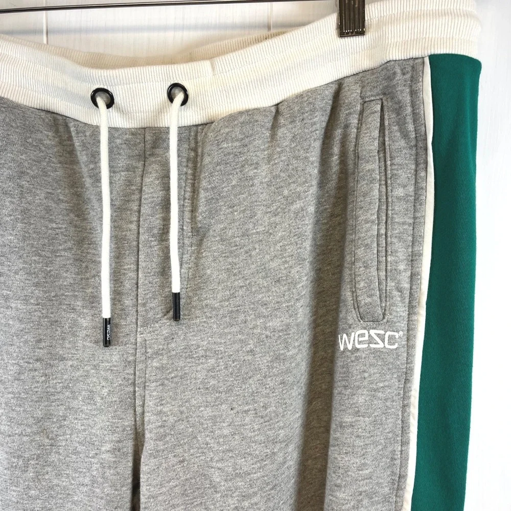 WESC Mens Medium Joggers, Track Pants‎ Green Purple Side Stripe Y2K Retro 90s